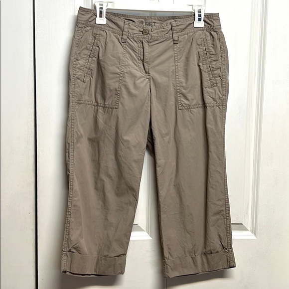 Ann Taylor Loft Tan Low Rise 4 Pocket Relaxed Cotton Crop Pants Size 4 - Picture 1 of 7